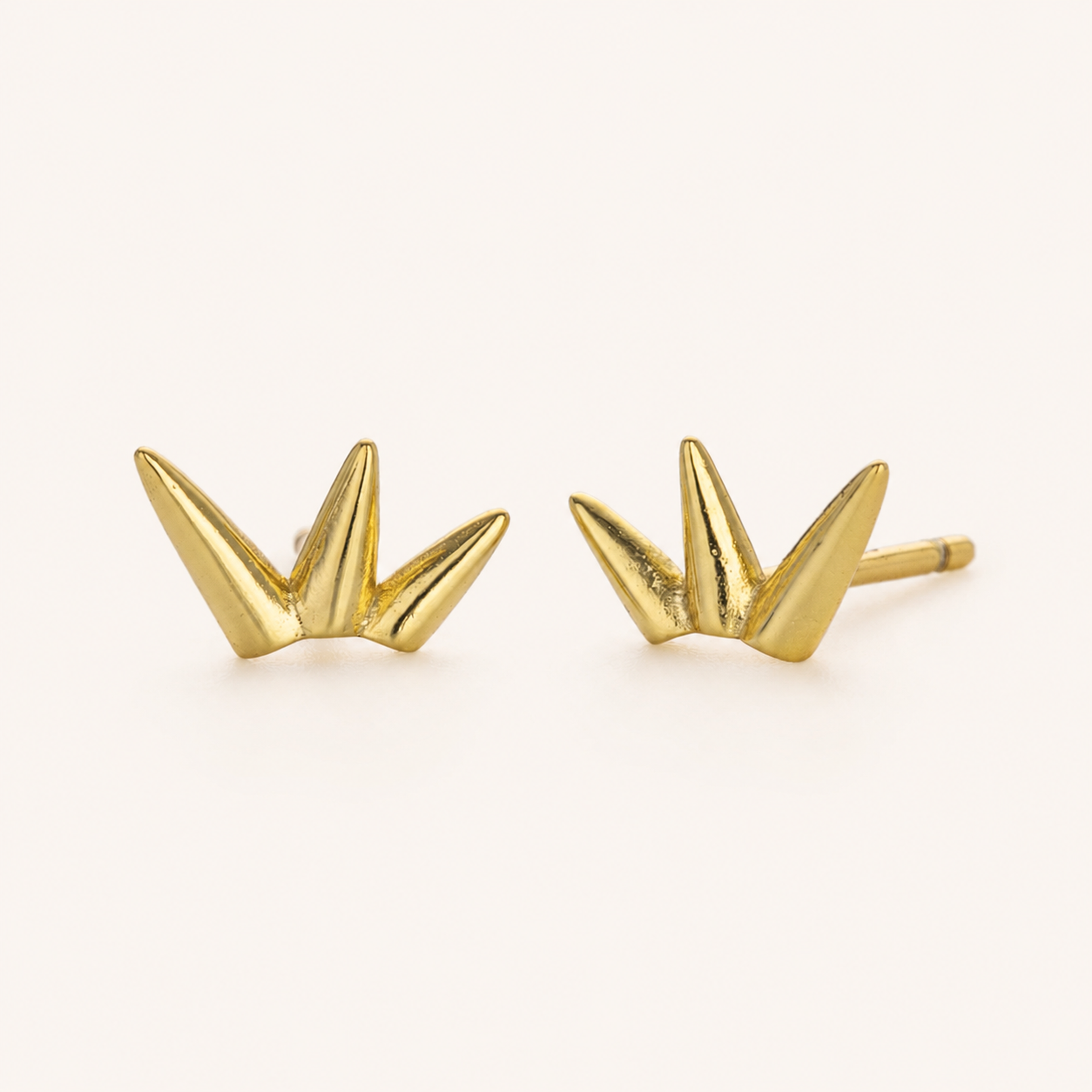 Sterling Silver Bamboo Leaf Stud Earrings detail view
