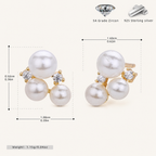 Sterling Silver Freshwater Pearl Stud Earrings - Gold