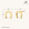 Sterling Silver U-Shape Minimalist Stud Earrings - Gold