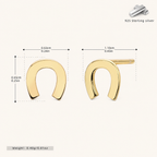 Sterling Silver U-Shape Minimalist Stud Earrings - Gold