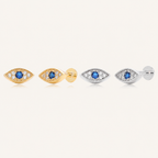 Sterling Silver Evil Eye Zirconia Flat Back Earrings