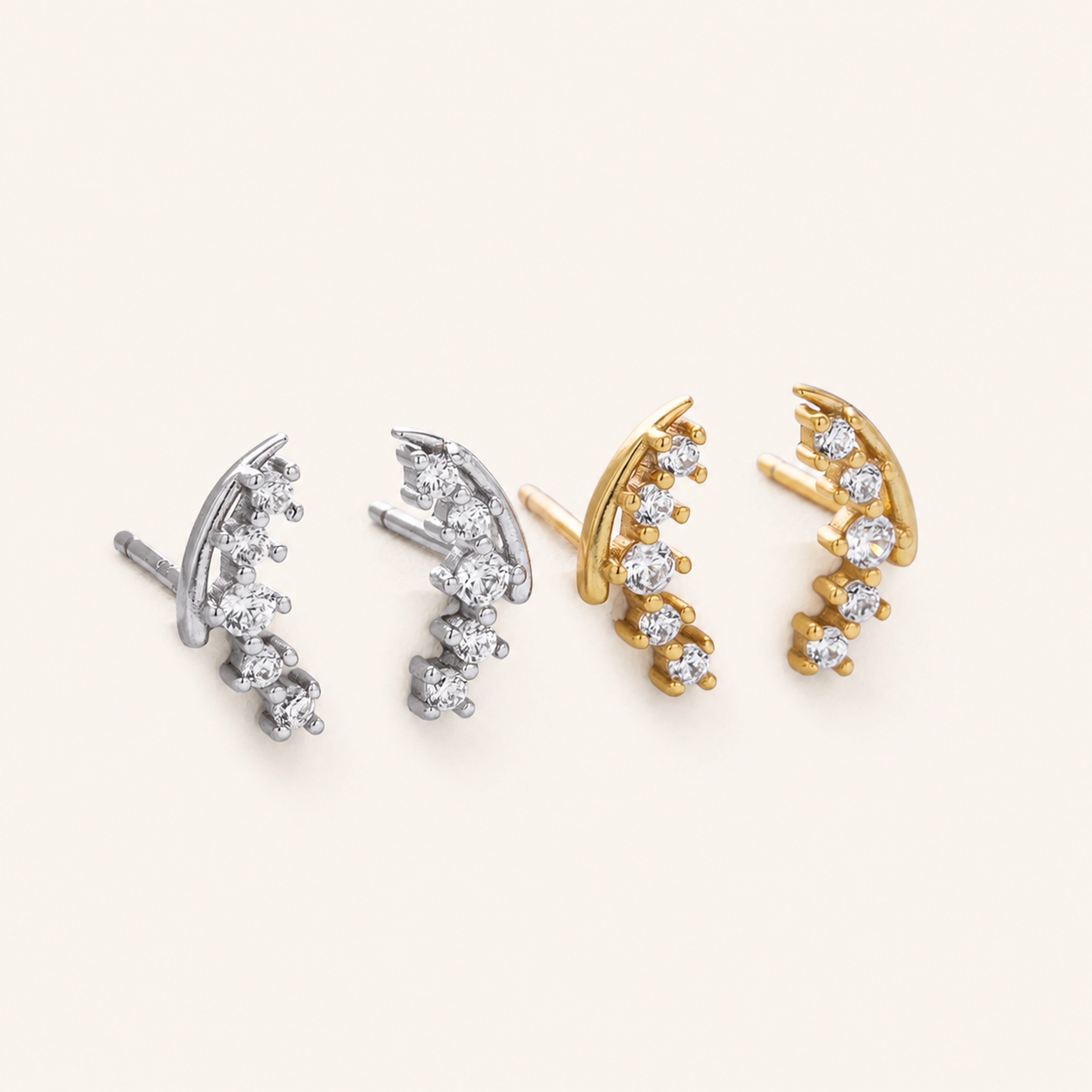 Sterling Silver Petite Cubic Zirconia Stud Earrings detail