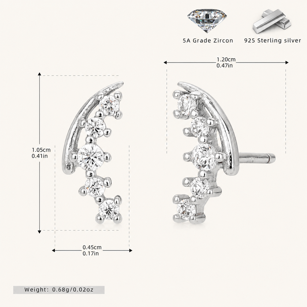 Sterling Silver Petite Cubic Zirconia Stud Earrings - Platinum