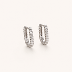 Sterling Silver Twisted Rope Rectangle Hoop Earrings detail