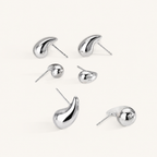 Sterling Silver Teardrop Stud Earrings detail view