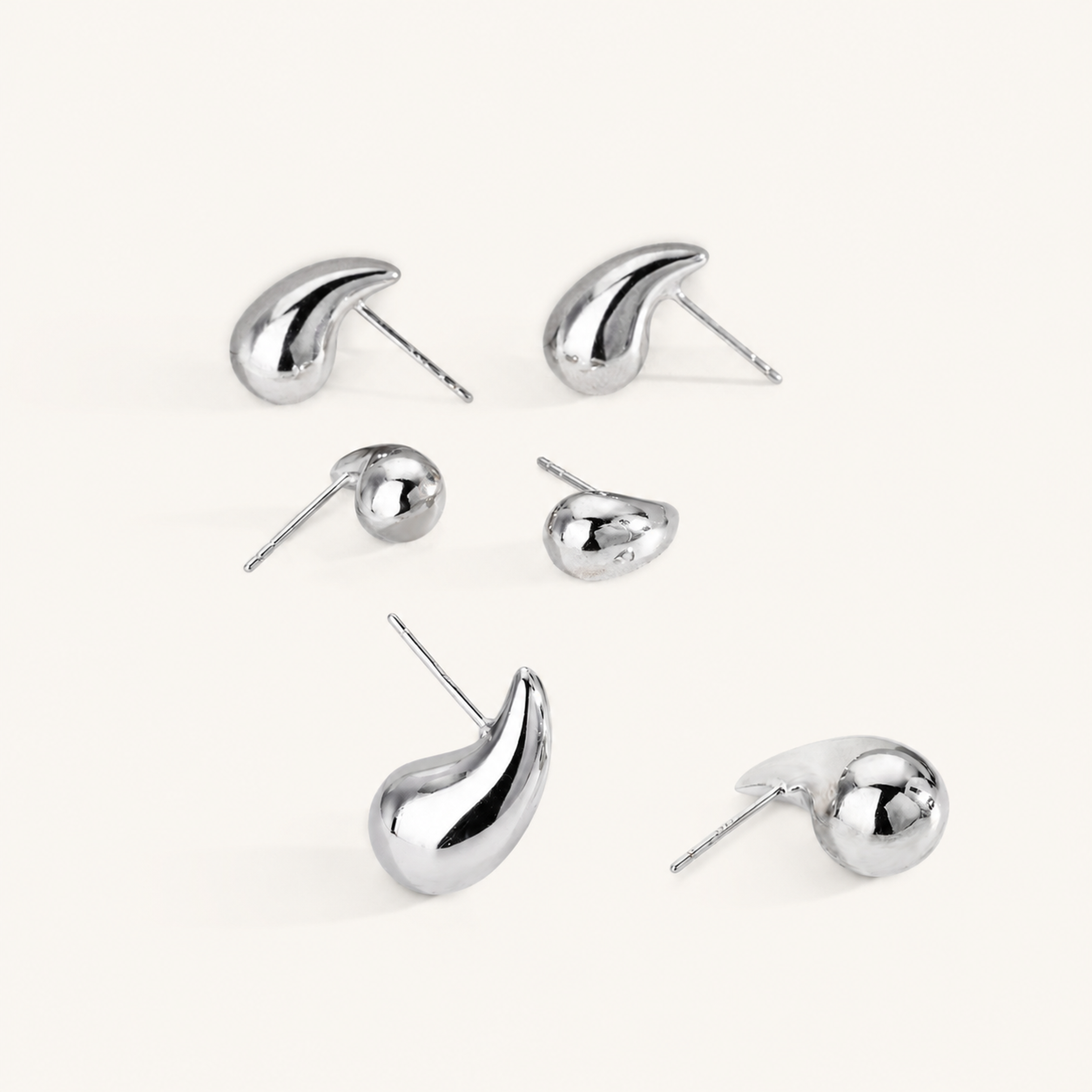 Sterling Silver Teardrop Stud Earrings detail view