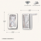 Sterling Silver Square Zirconia Stud Earrings - Platinum