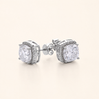 Sterling Silver Moissanite Solitaire Stud Earrings detail view