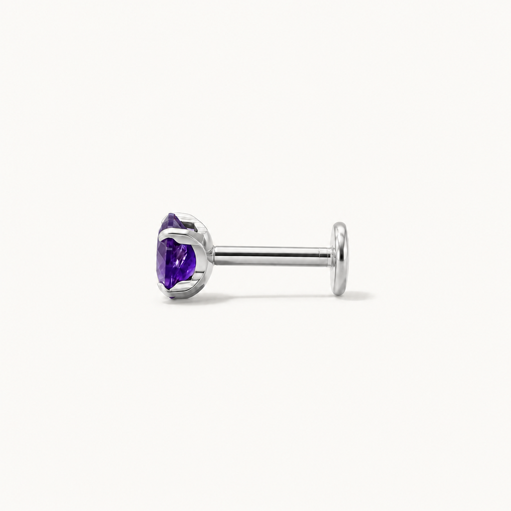 Titanium Amethyst Flat Back Stud Earrings