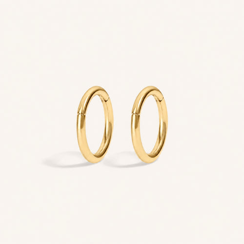 Minimal Titanium Huggie Hoop Earrings - Gold