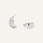 Sterling Silver Pave Star and Moon Stud Earrings detail