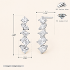 Sterling Silver Zirconia Chain Drop Stud Earrings - Platinum