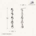 Sterling Silver Hammered Bead Drop Stud Earrings - Platinum