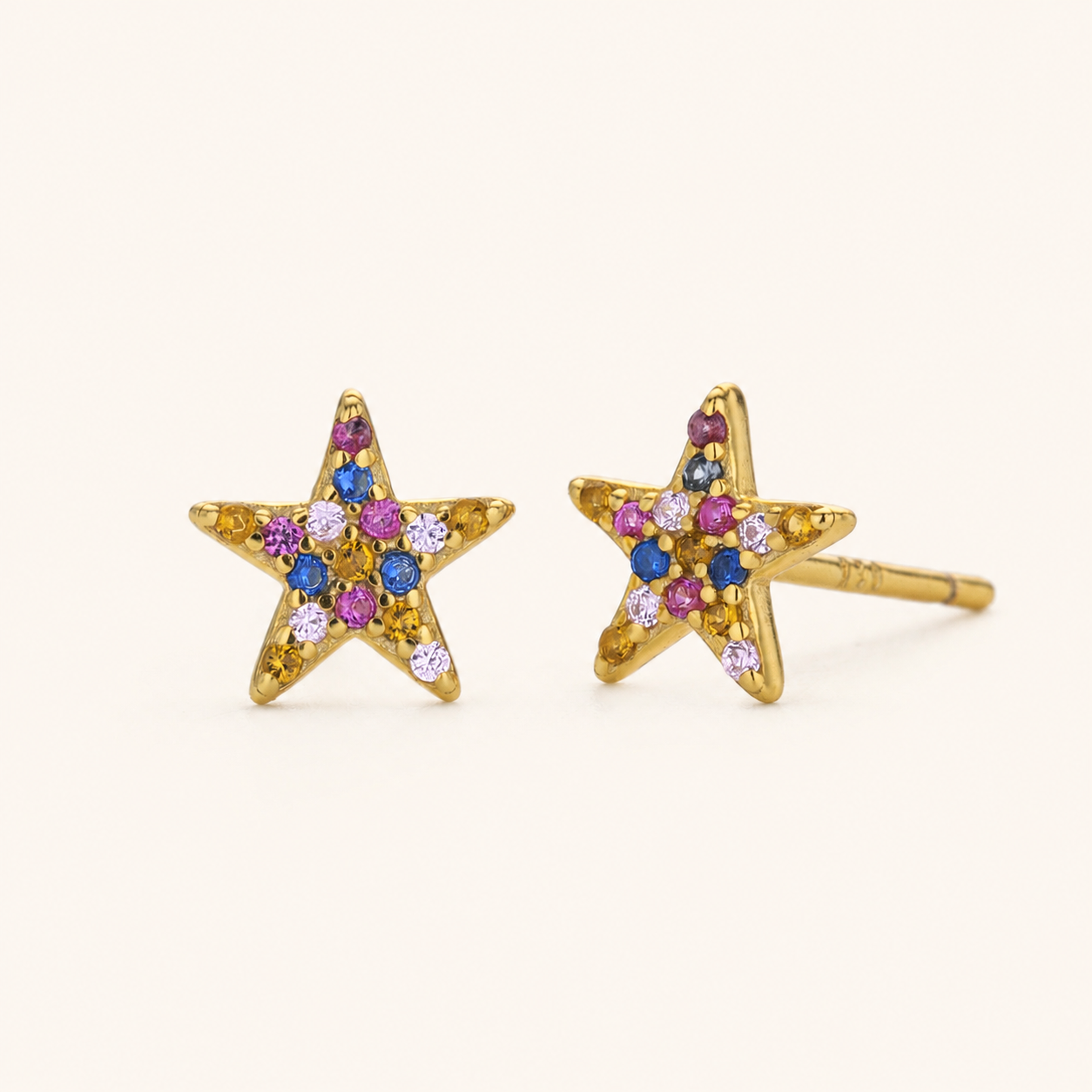 Sterling Silver Colorful Zirconia Stud Earrings detail view