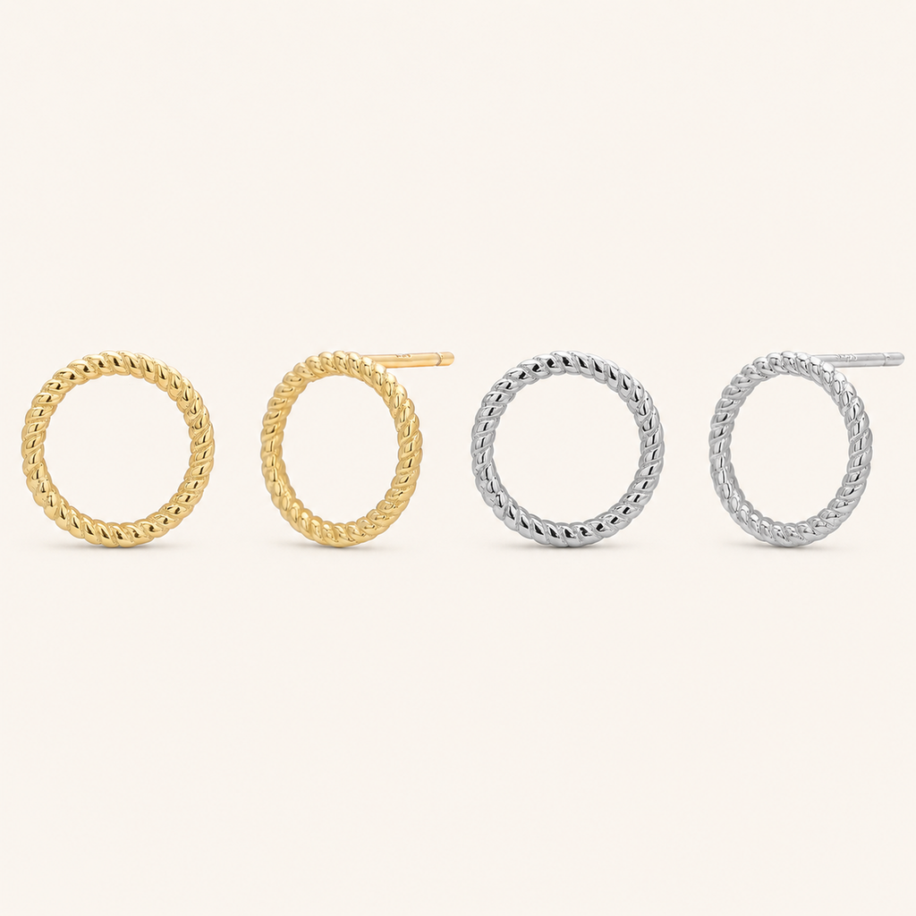 Sterling Silver Polished Twist Stud Earrings