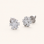 Sterling Silver Moissanite Snowflake Stud Earrings detail