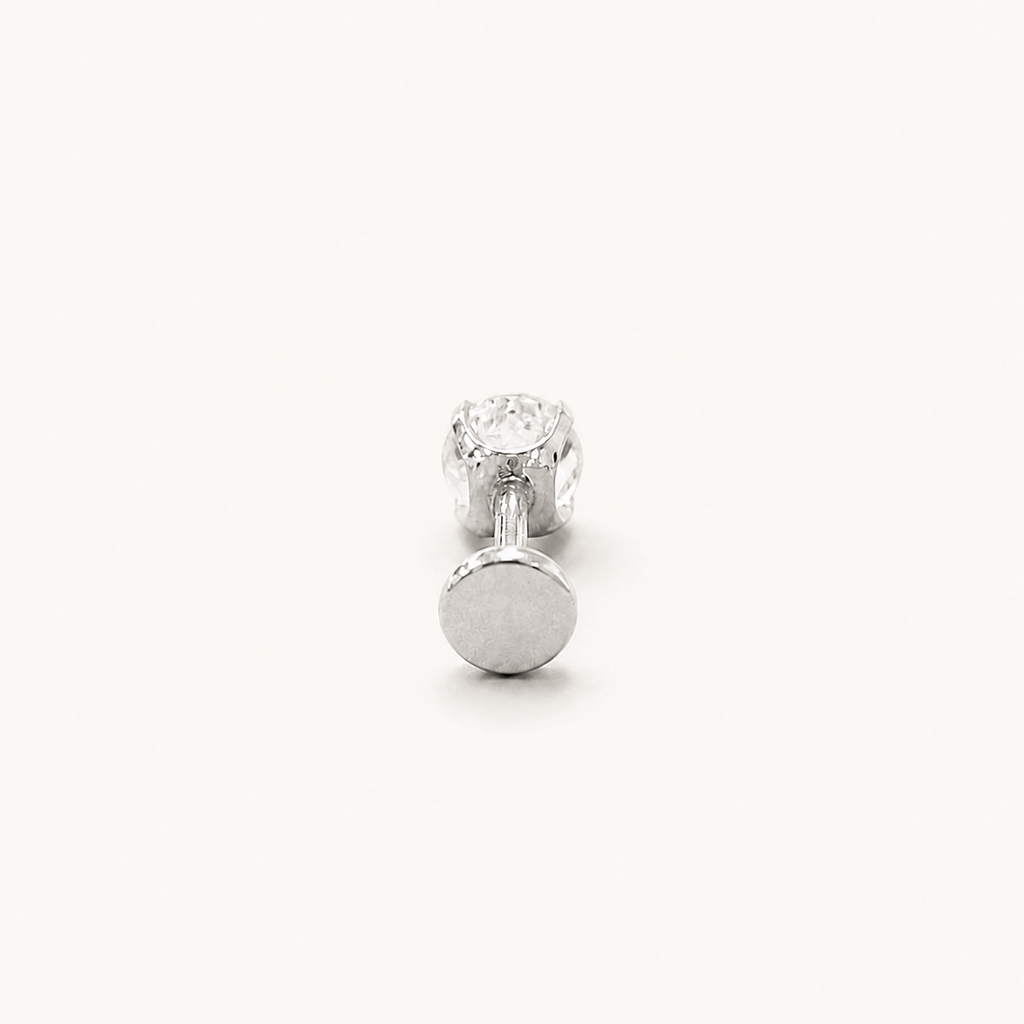 Titanium Moonstone Flat Back Stud Earrings