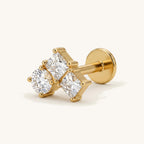 Crystal Heart Titanium Stud Earrings - Gold