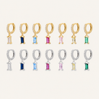 Sterling Silver Geometric Zirconia Hoop Earrings