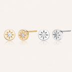 Sterling Silver Eight-Point Star Solitaire Stud Earrings
