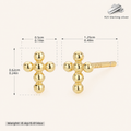 Sterling Silver Polished Cross Stud Earrings - Gold