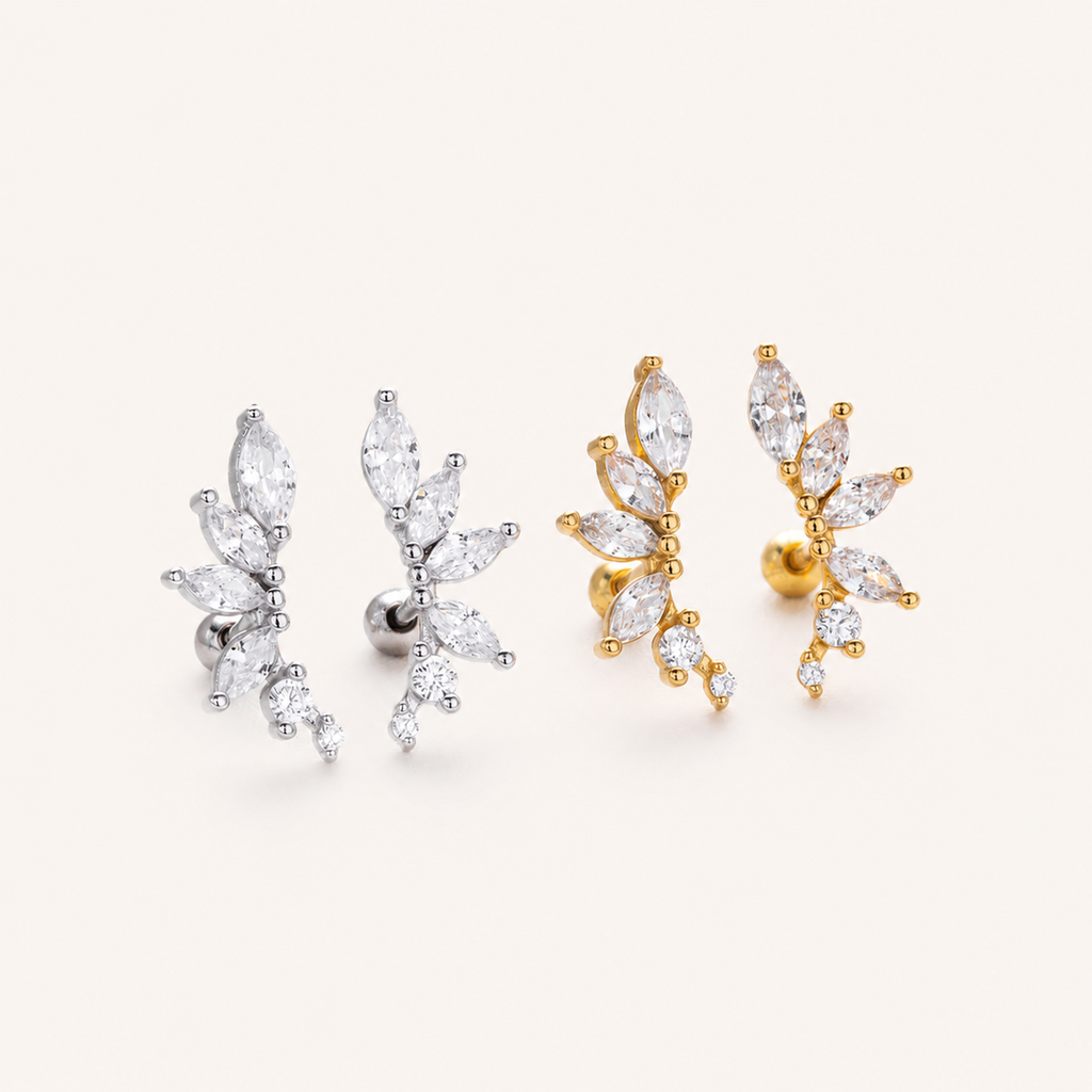 Sterling Silver Zirconia Ball Flat Back Earrings detail view