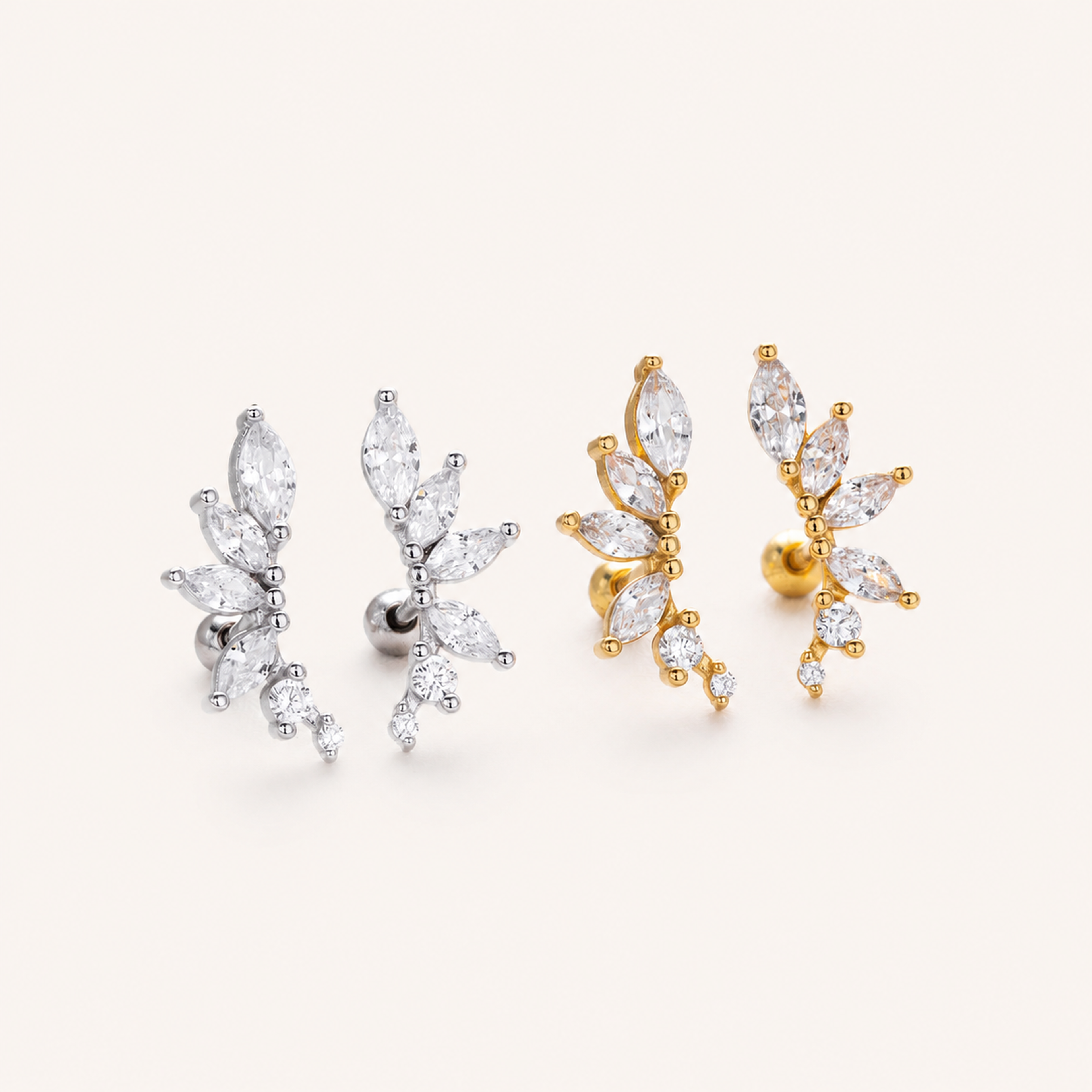 Sterling Silver Zirconia Ball Flat Back Earrings detail view
