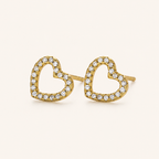 Sterling Silver Zirconia Heart Stud Earrings detail view