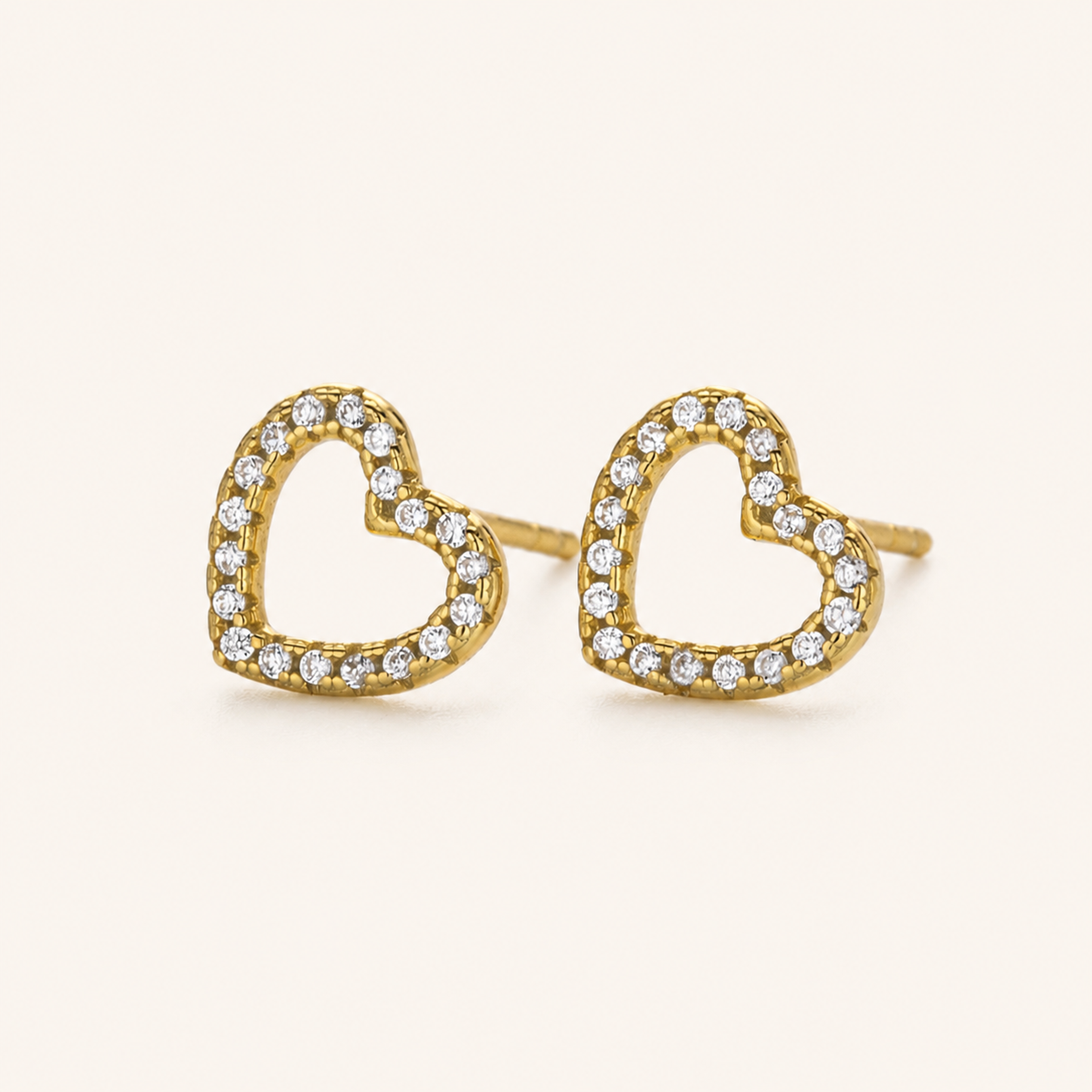 Sterling Silver Zirconia Heart Stud Earrings detail view