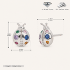 Sterling Silver Color Zirconia Ladybug Stud Earrings - Platinum