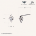 Sterling Silver Rhombus Zirconia Tassel Stud Earrings - Platinum