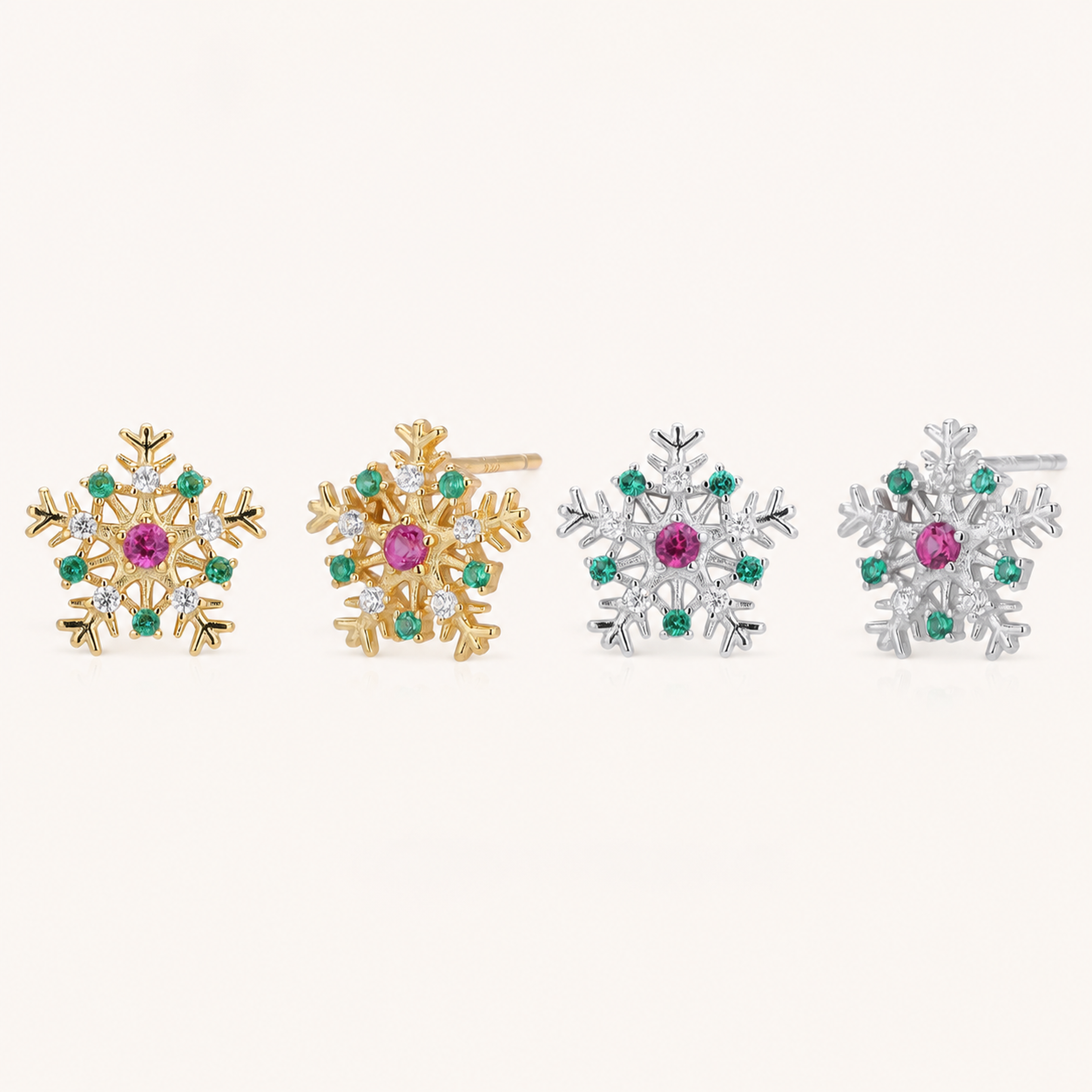 Sterling Silver Christmas Snowflake Stud Earrings