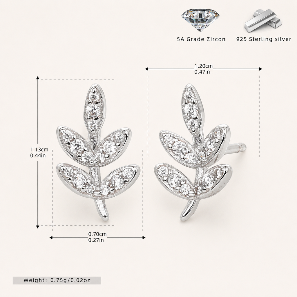 Sterling Silver Round Zirconia Solitaire Stud Earrings - Platinum