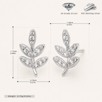 Sterling Silver Round Zirconia Solitaire Stud Earrings - Platinum