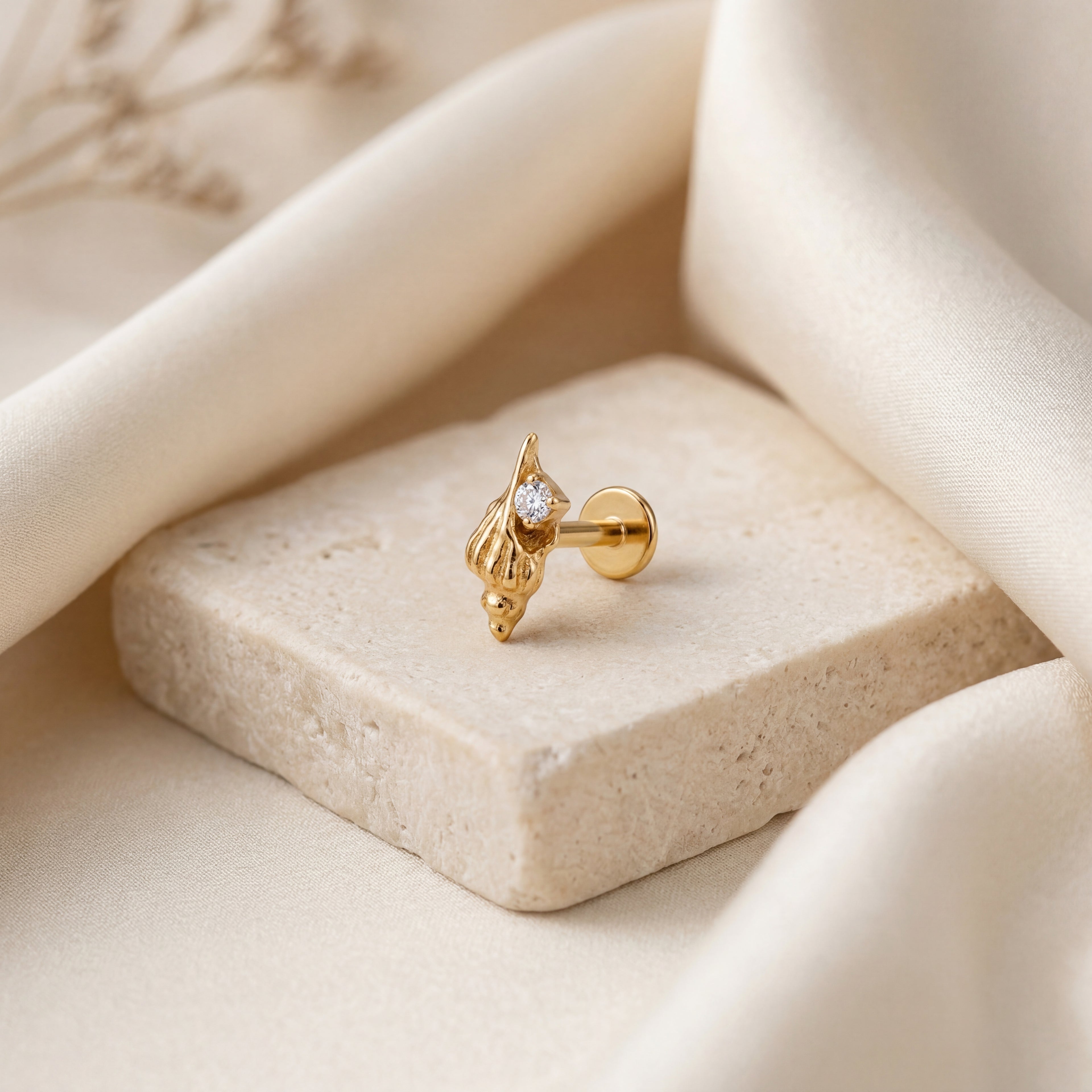 Shell Spiral Titanium Stud Earrings - image 5