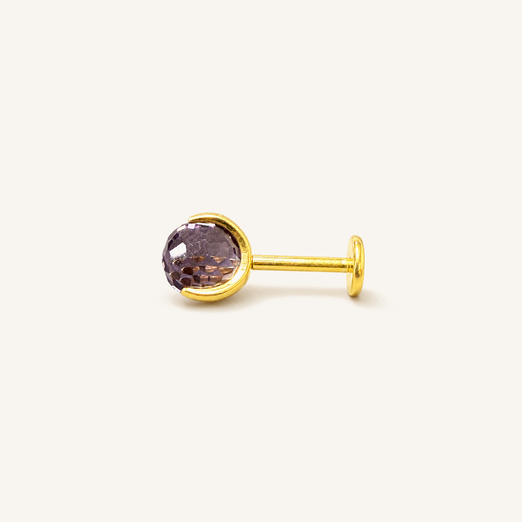 Titanium Rose Pink Crystal Flat Back Stud Earrings