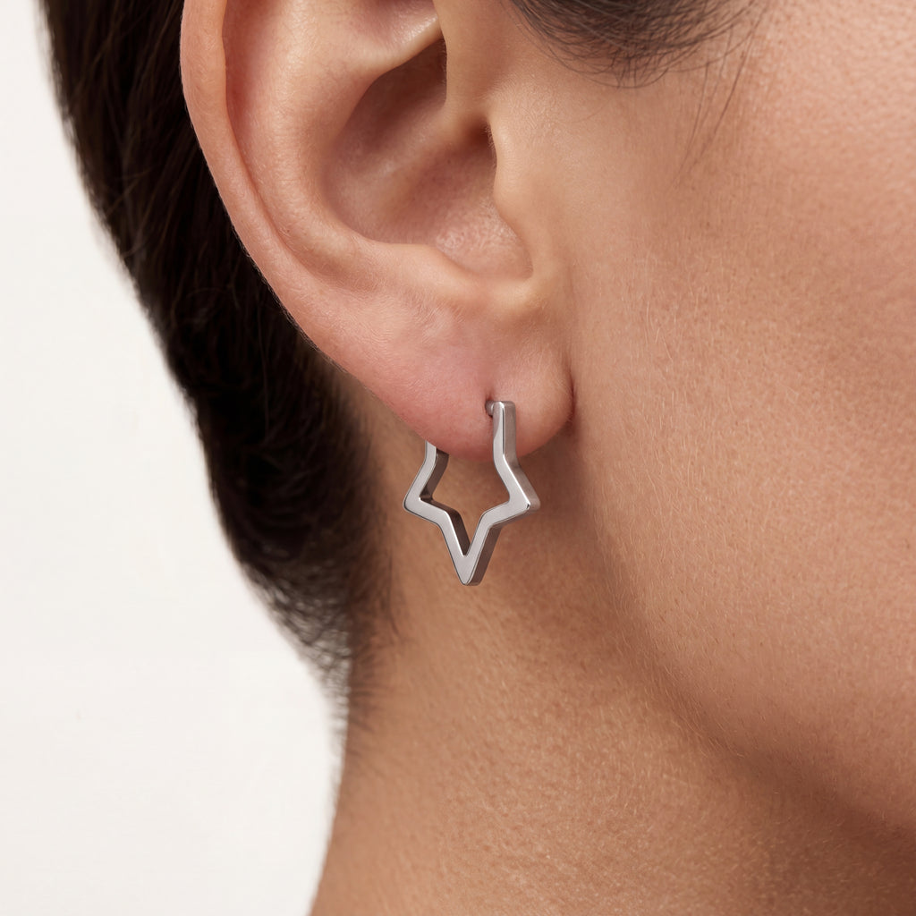 Open Star Titanium Hoop Earrings - image 2