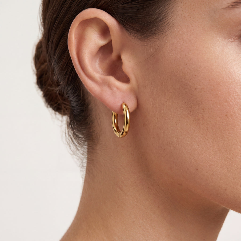 Rounded D-Shape Titanium Hoop Earrings - image 2