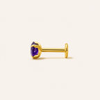 Titanium Amethyst Flat Back Stud Earrings