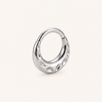 Bubble Texture Titanium Hoop Earrings - Silver
