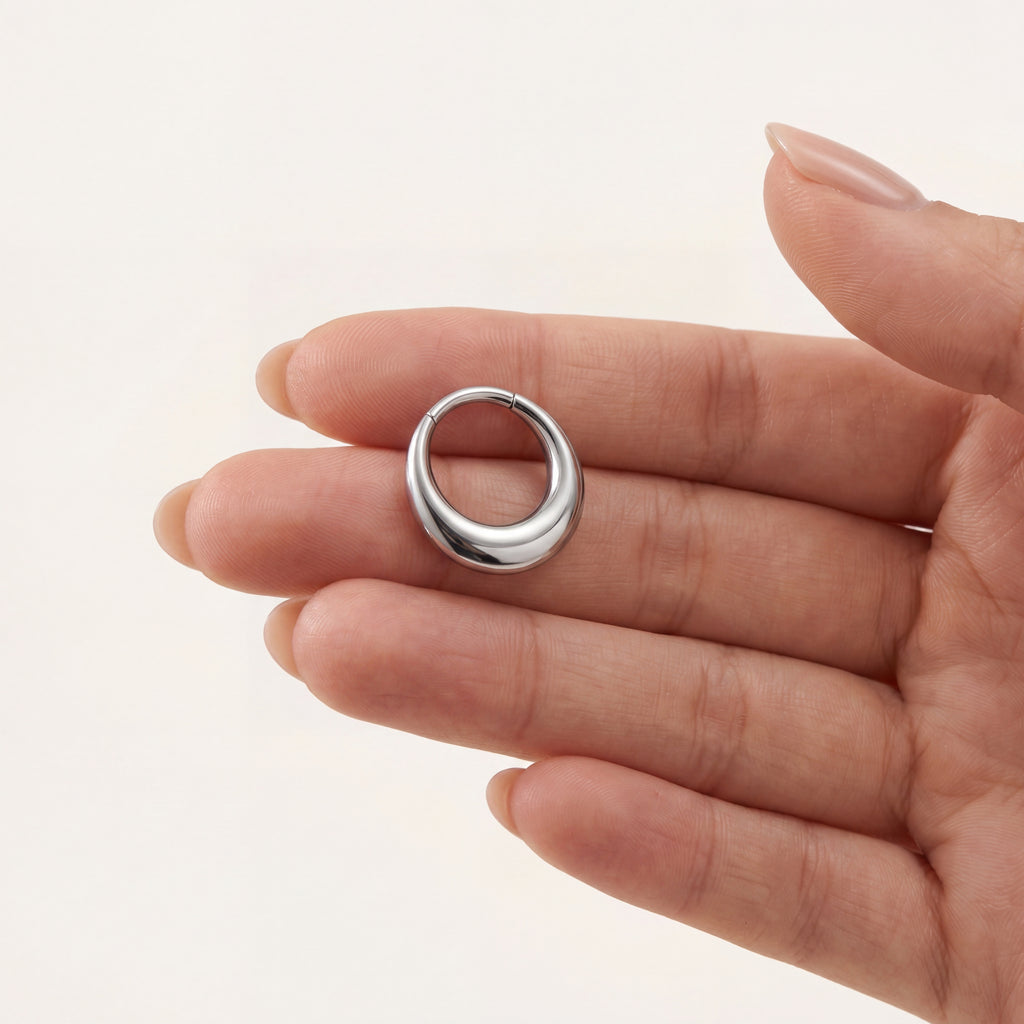 Smooth Puffy Titanium Hoop Earrings - image 4