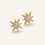 Sterling Silver Lucky Eight-Point Star Zirconia Stud Earrings detail view