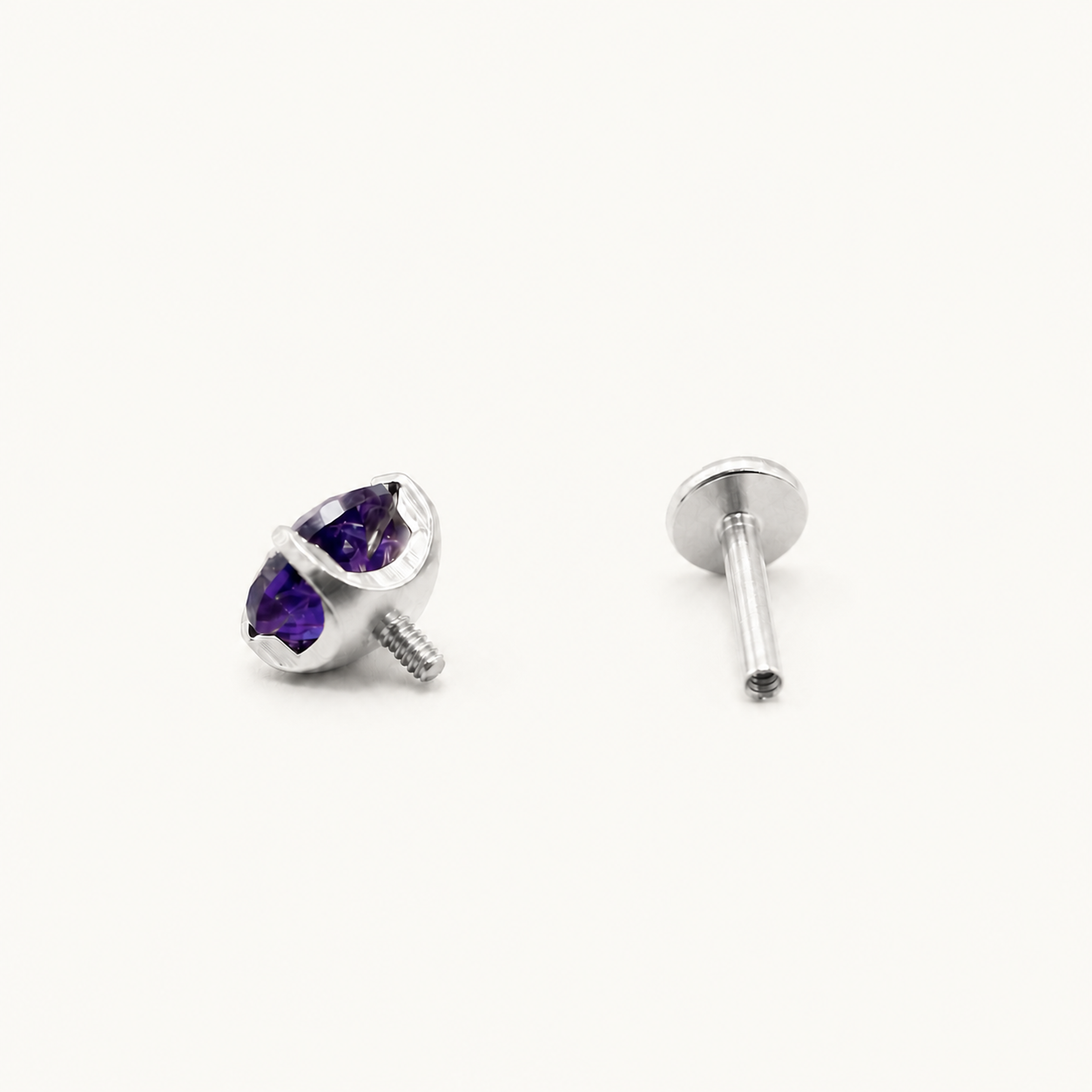 Titanium Amethyst Flat Back Stud Earrings