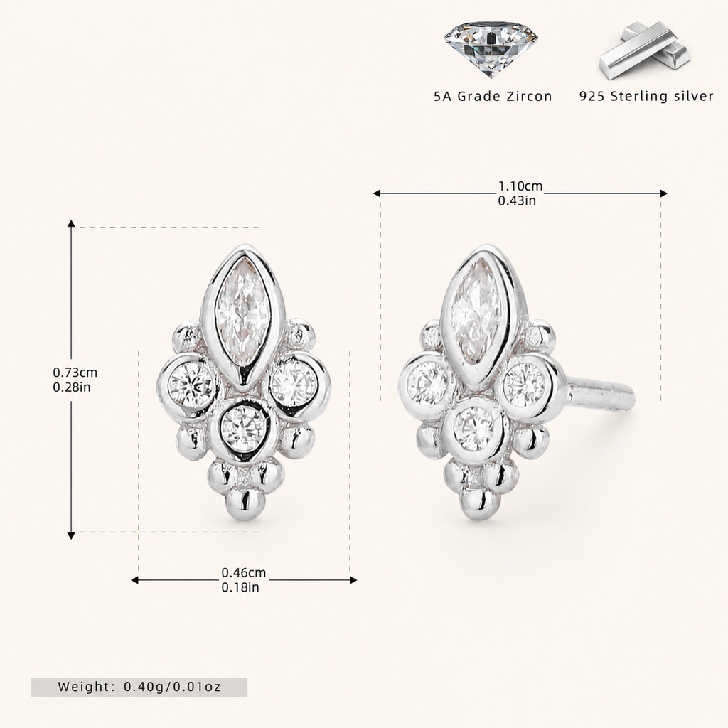 Sterling Silver Paw Print Stud Earrings - Platinum
