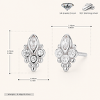 Sterling Silver Paw Print Stud Earrings - Platinum