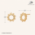 Sterling Silver Little Sun Stud Earrings - Gold