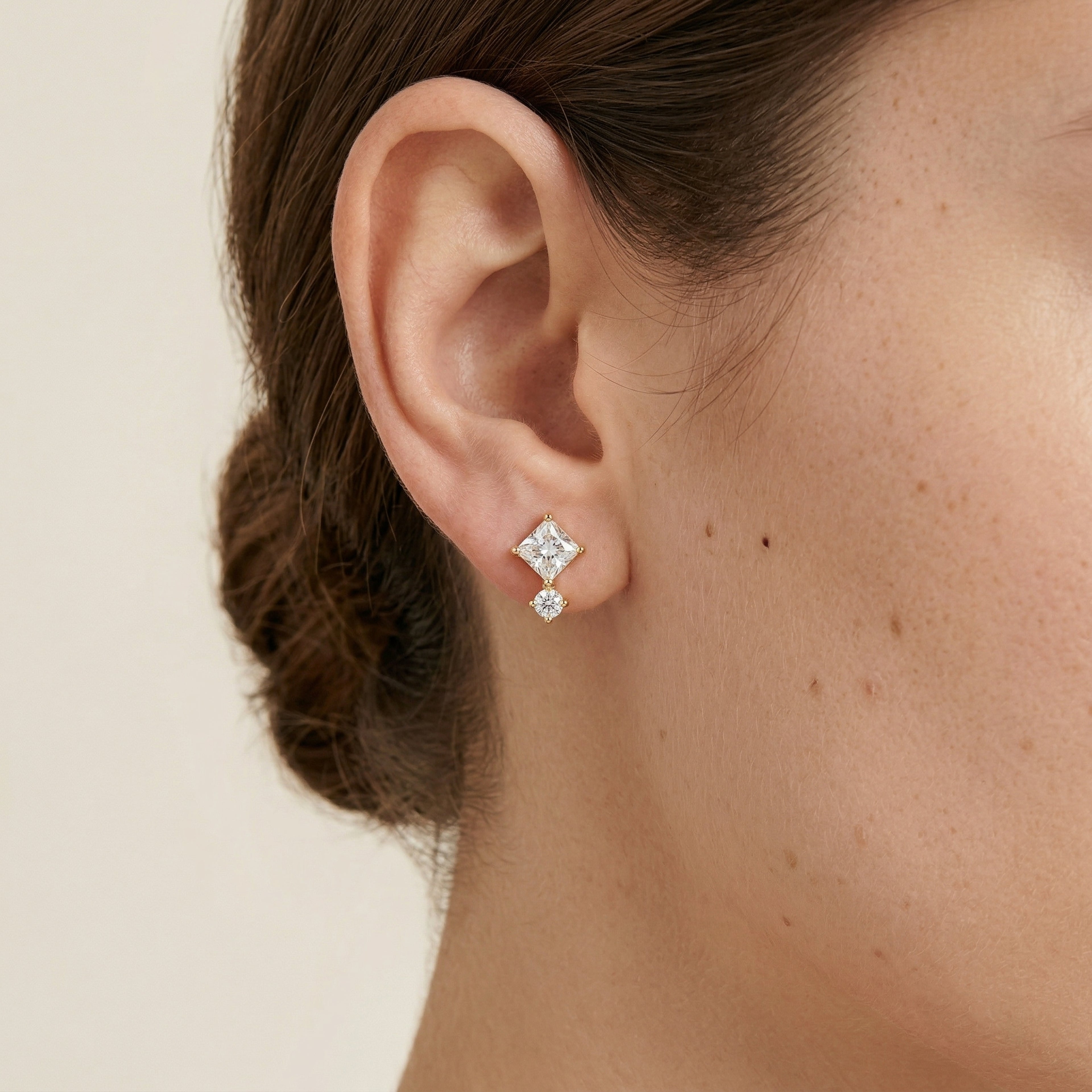 Rounded Square Titanium Stud Earrings - image 2