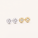 Sterling Silver Eight-Point Star Solitaire Stud Earrings detail