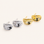 Sterling Silver French Concave Vintage Stud Earrings detail