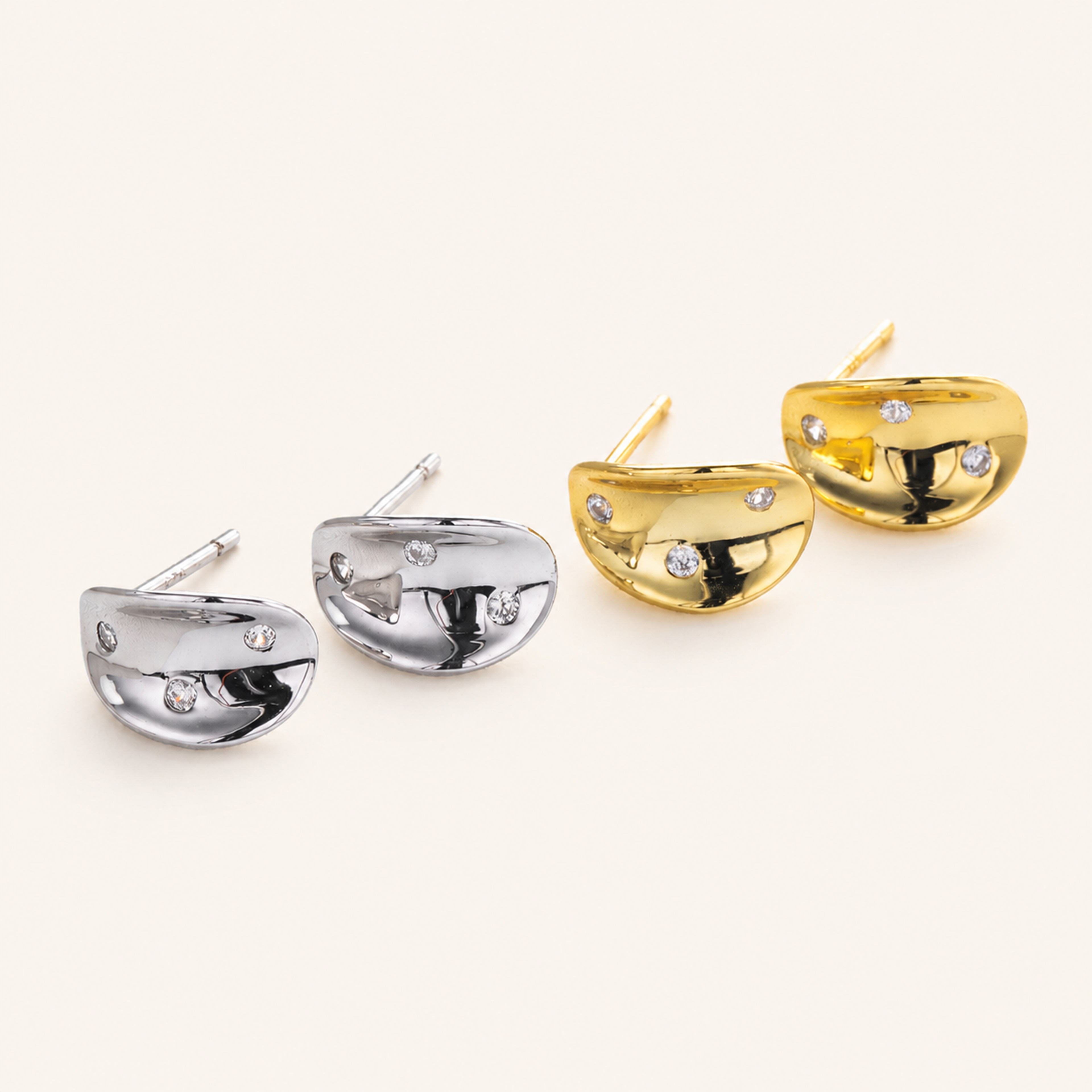 Sterling Silver French Concave Vintage Stud Earrings detail